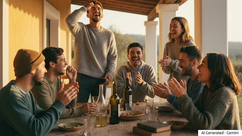 group of people laughing and enjoying the moment together