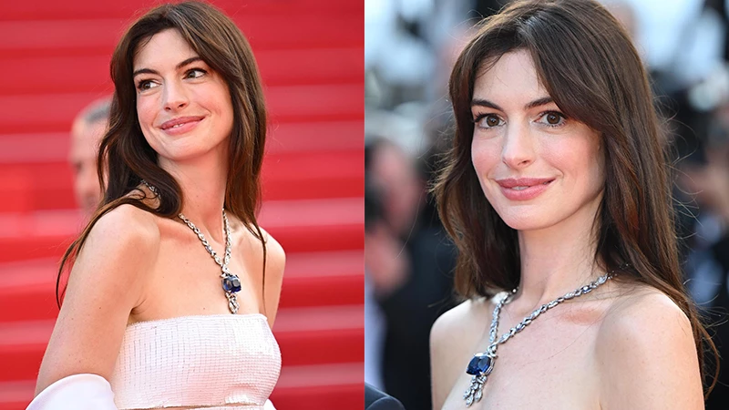 Anne Hathaway’s tanzanite pendant