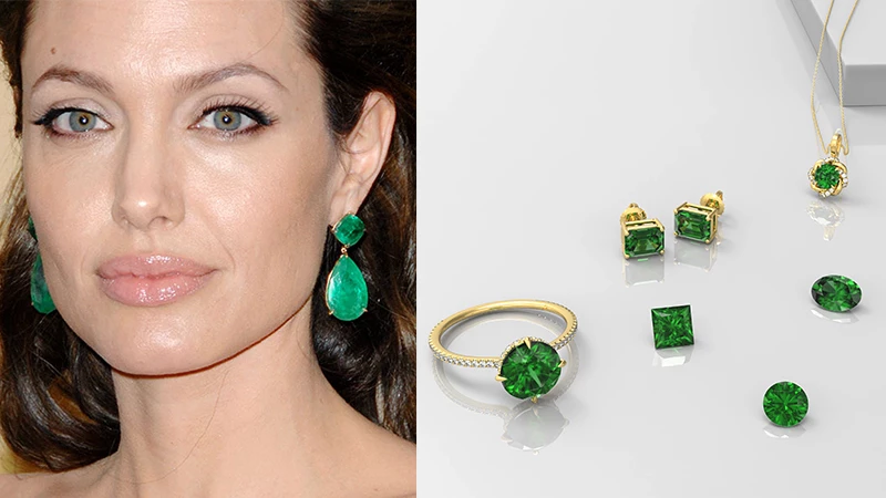 Angelina Jolie in emerald earrings 