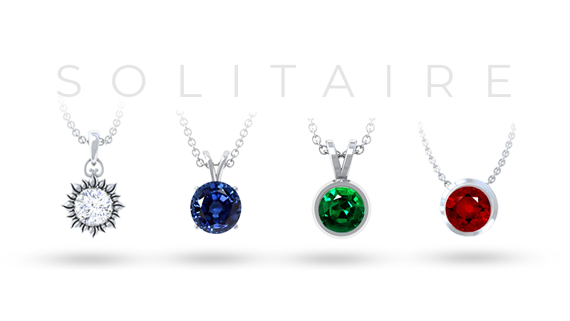 GemsNY Solitaire Pendants - sapphire, ruby emerald, diamond