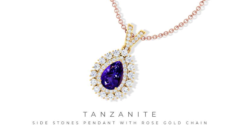 GemsNY Tanzanite Pendant with side stones