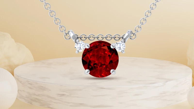 Fancy Black Diamond & Red Ruby Circle Necklace Pendant