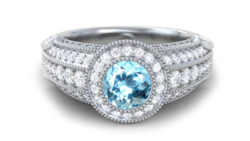 Aquamarine art deco ring