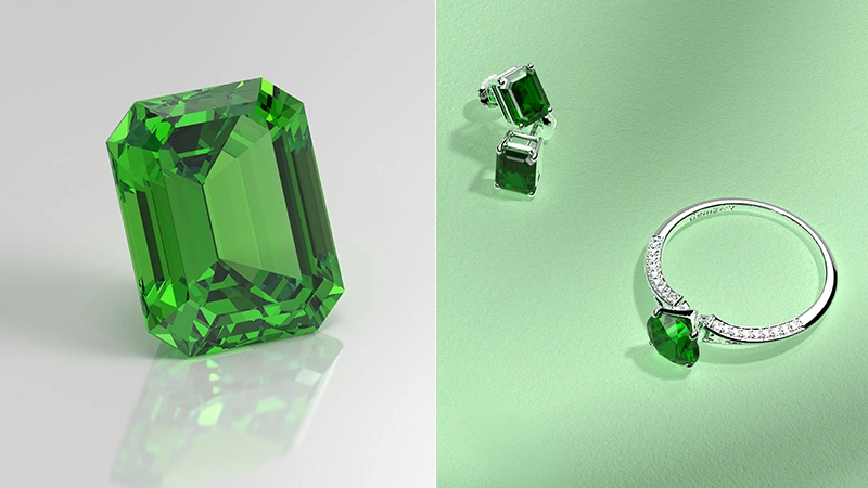 Emerald stone and jewelry