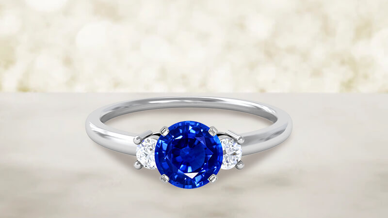 Three-stone Sapphire Engagement Ring