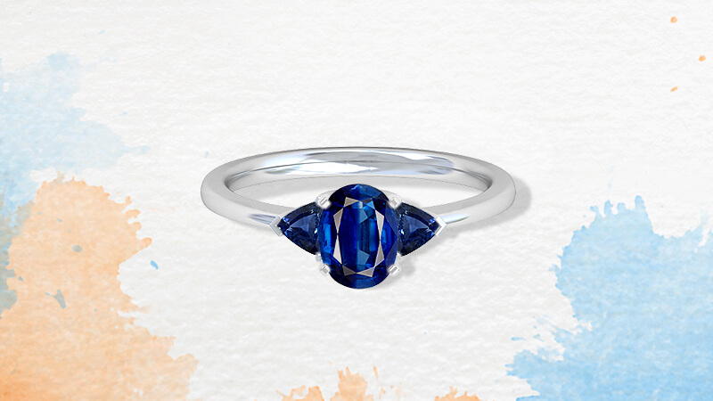 Blue Sapphire three stone ring