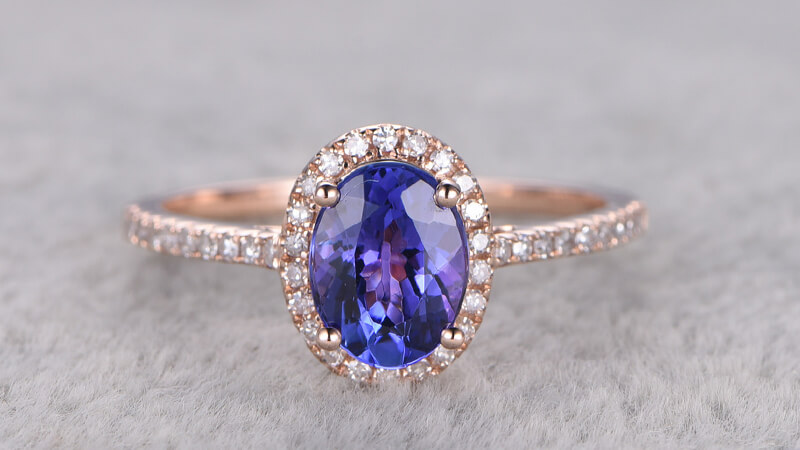 Tanzanite Halo Ring