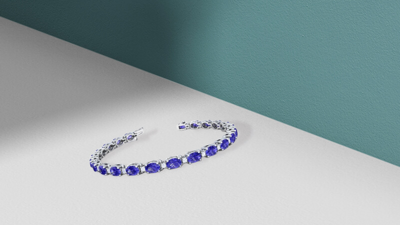 Platinum Bracelet with Oval Tanzanite