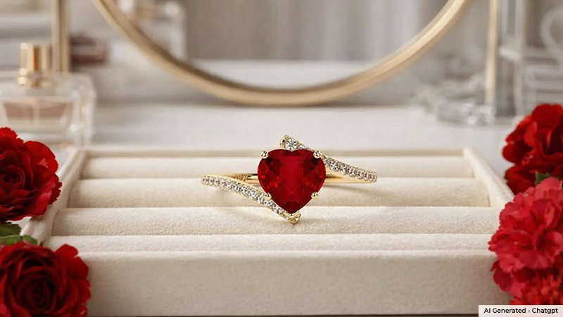 romantic heart shaped ruby ring from Embrace collection