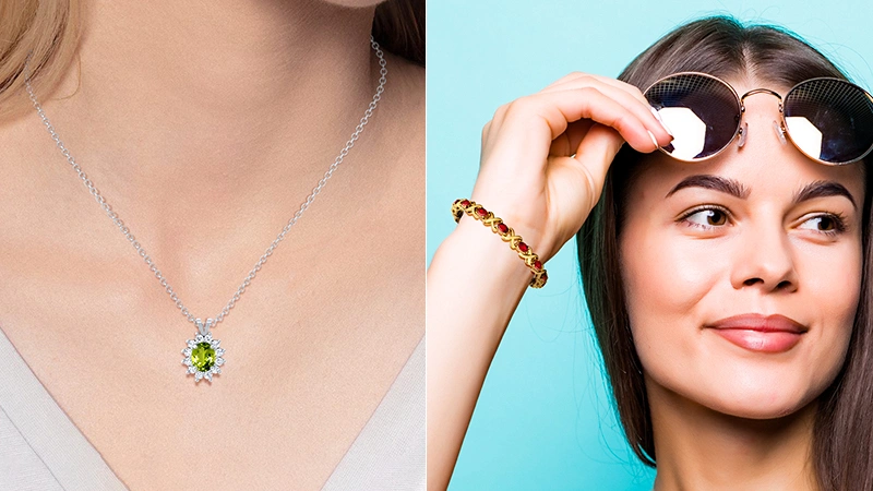 Peridot Pendant and Ruby Bracelet