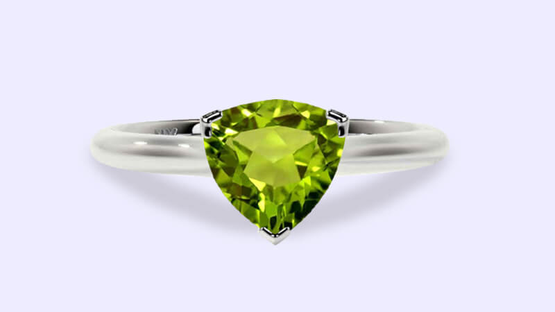 Trillion-cut Peridot Engagement Ring