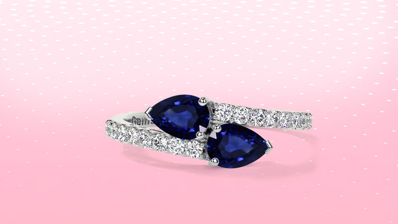 Two-stone Pear-shaped Sapphire Ring