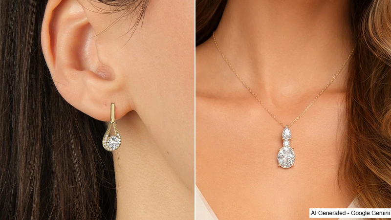 diamond earrings and diamond pendants