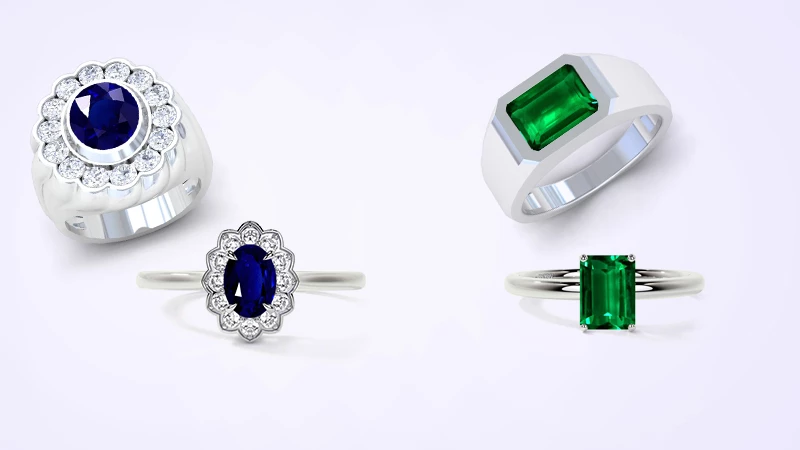 sapphire and emerald gemstone ring