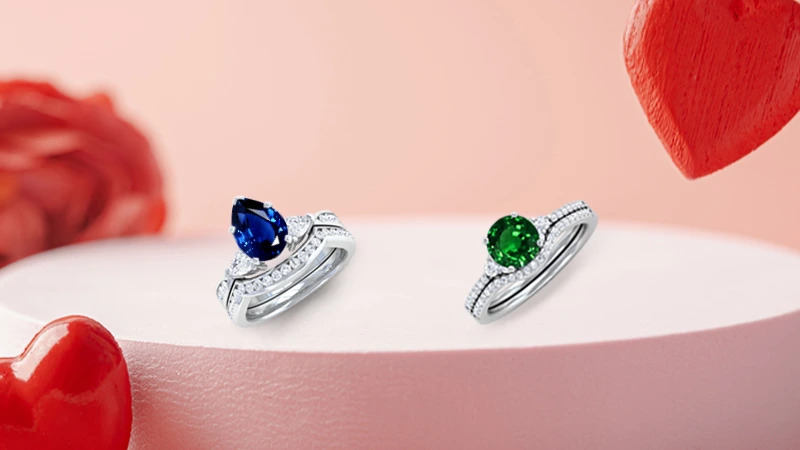 sapphire and emerald gemstone ring