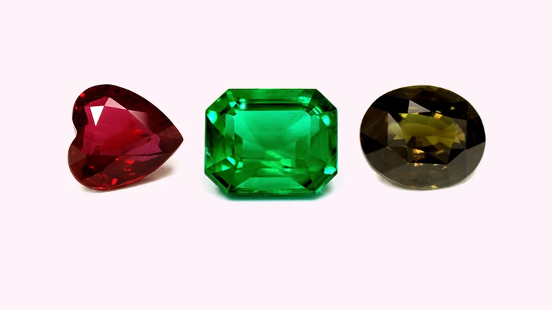 ruby, alexandrite and emerald gemstone