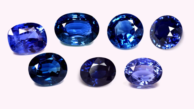 Different blue shades of sapphires