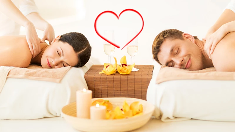 Couple enjoying spa