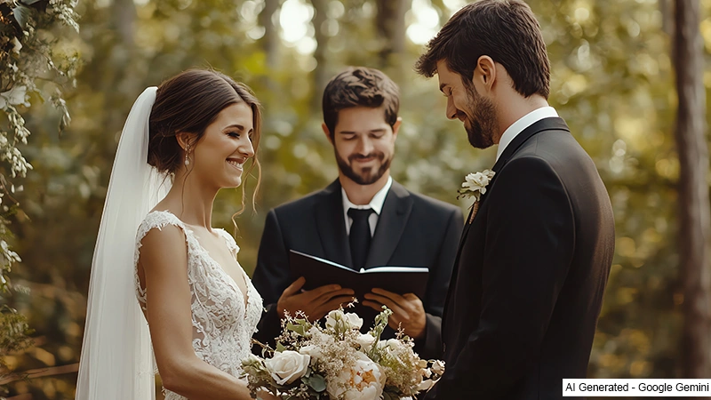 couple saying their wedding vows at their wedding ceremony