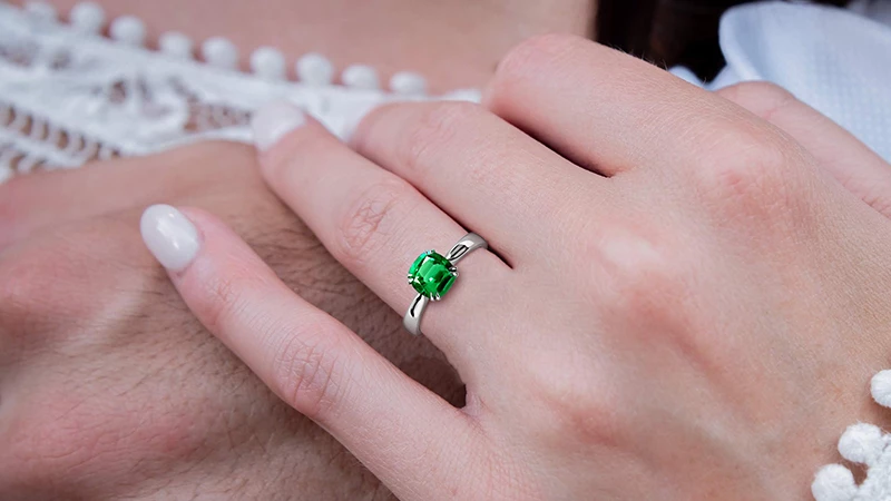 emerald cut colombian emerald engagement ring