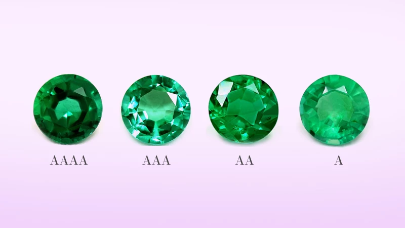 different green hues of Colombian emerald stone
