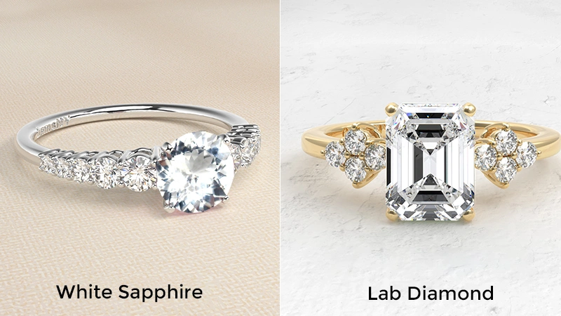 white sapphire ring lab diamond ring