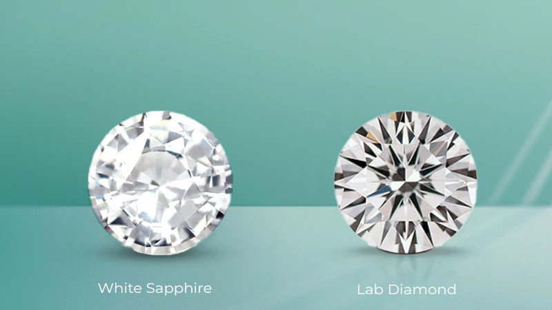 white sapphire and lab diamond