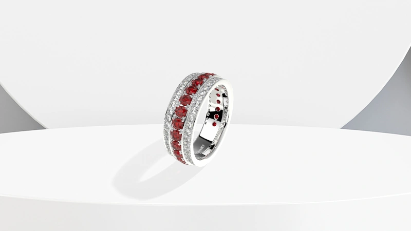 Ruby and Diamond eternity band at GemsNY
