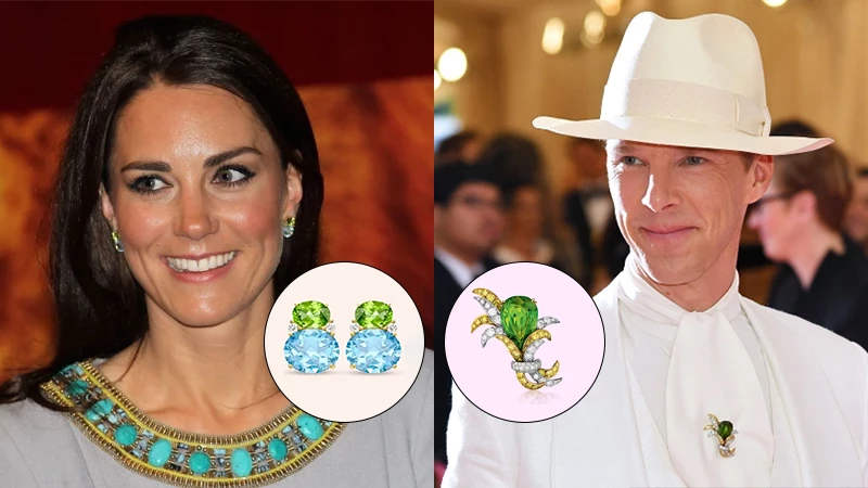Kate Middleton and Benedict Cumberbatch wearing peridot jewelry