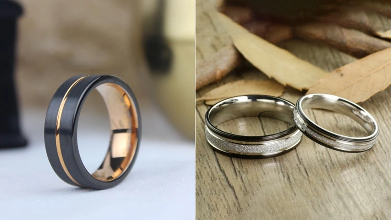 two-tone titanium men’s ring