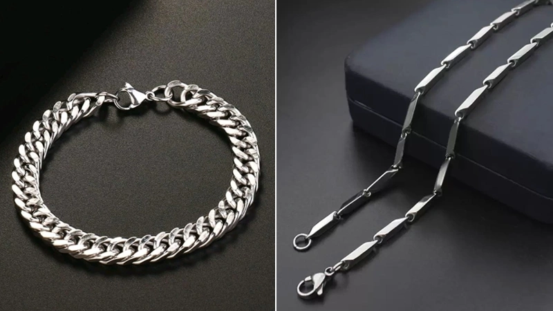 titanium bracelet and necklace