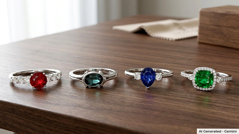 collage showing different styles of rings
