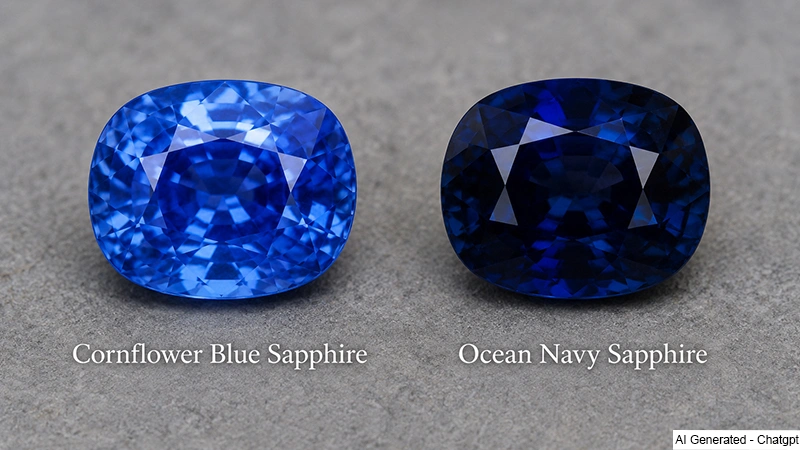 cornflower blue sapphire and a deep ocean navy sapphire