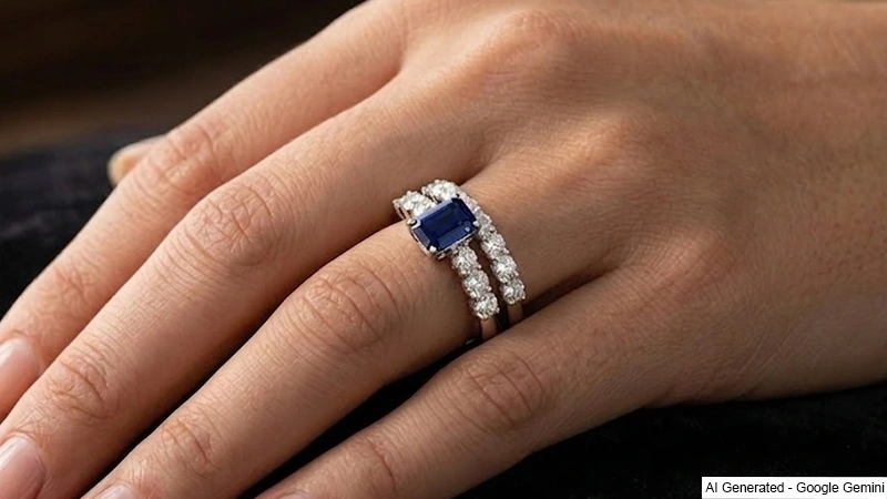 sapphire band with a sapphire engagement ring