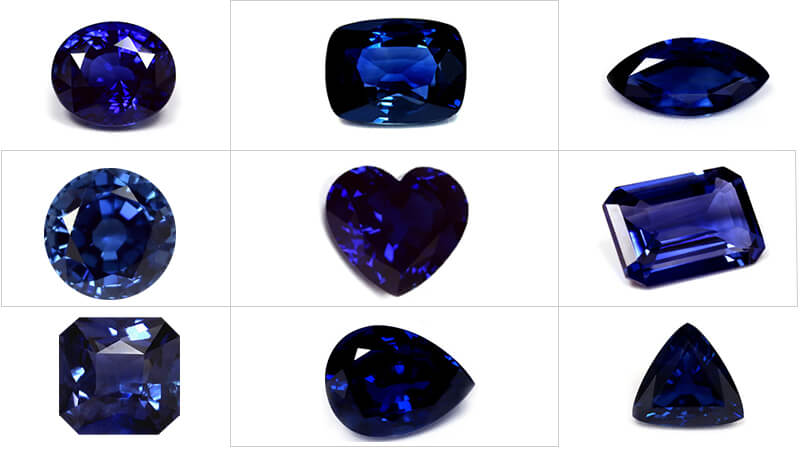 different cuts in a sapphire gemstone