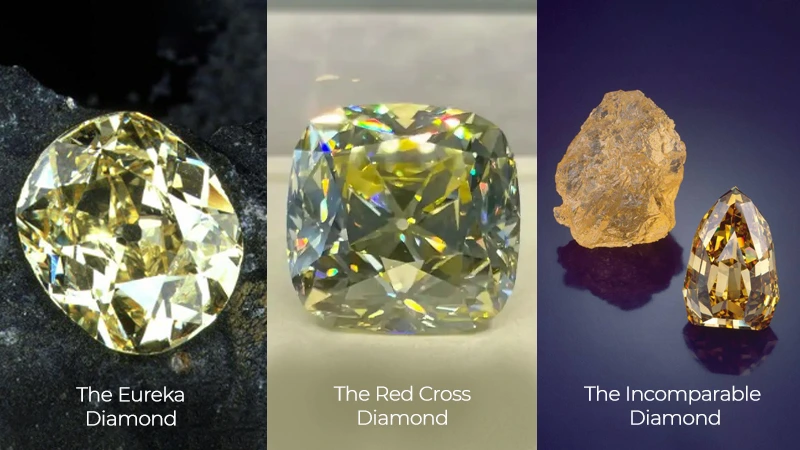 various shapes of yellow diamonds