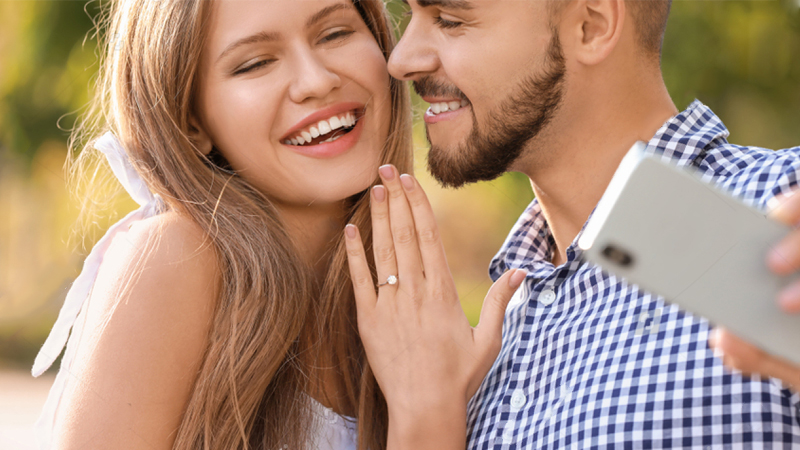 Happy couple after getting engaged