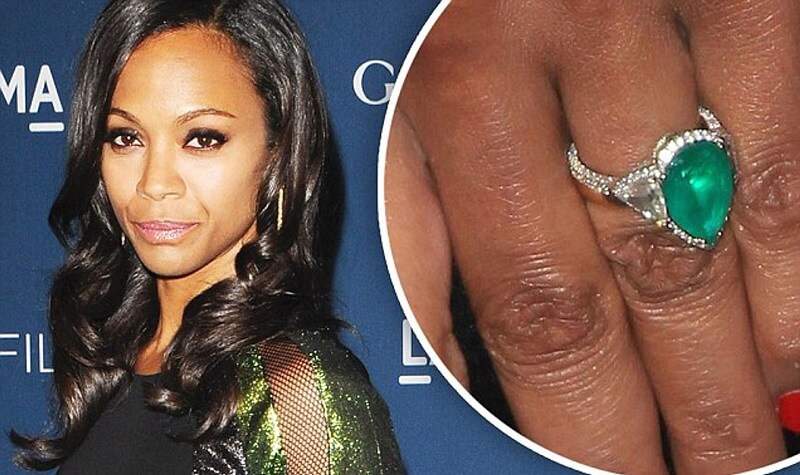 Zoe Saldana Emerald Engagement Ring